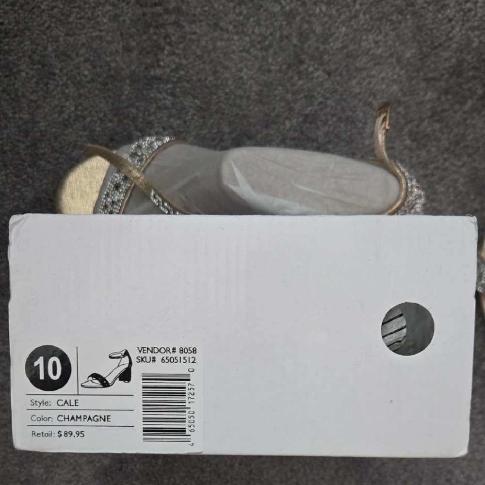 Elegant Champagne and Rhinestone Women's Heels - Picture 4 of 6